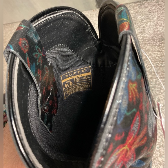 Roper Black Floral Embroidered Cowgirl Boots - Size 9.5 - Picture 14 of 16